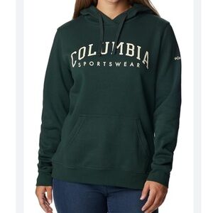 Columbia Trek Graphic Hoodie Spruce Green Logo Spellout Size Small Comfy Lounge